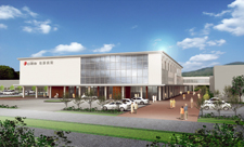 東側国道からのランドマークになるメディカル・ウォール